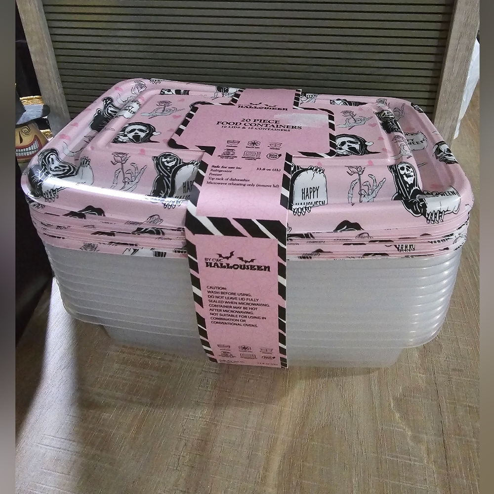 Halloween Ghost Face 10 Containers large 20 piece set